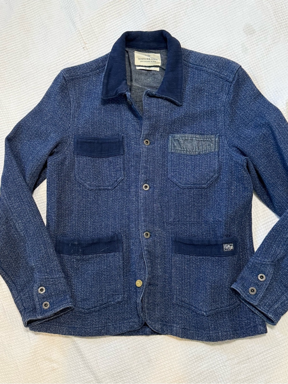 Scotch & Soda Indigo Blue Button-Front Shirt Jacket
